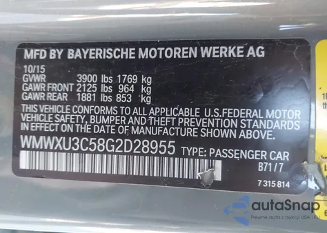 2016 Mini Hardtop Cooper S из США, поврежденный, VIN WMWXU3C58G2D28955